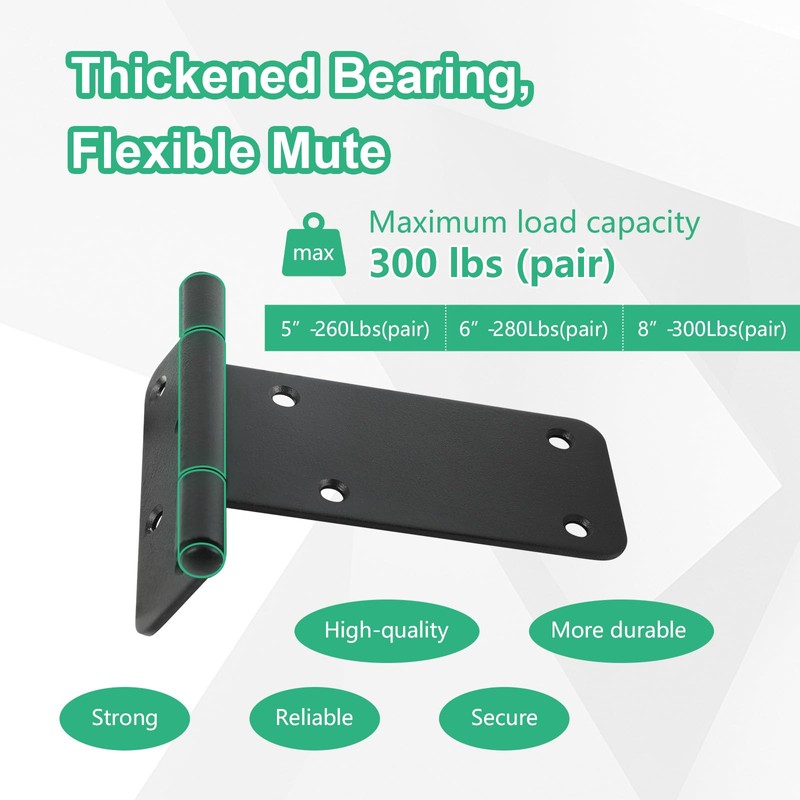 Wmebee 5“ Gate Hinges,260 Lbs Capacity, Matte Black Hinges,6 Pack