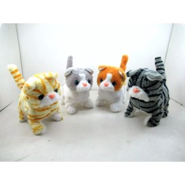 MytoysnGift Walking, Moving, Sounding, Tail Curling Plush Baby Toy Mini Cat Random Color