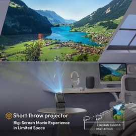 Mini Projector, Portable Movie Projector 4K 1080P Support, 180° Rotatable Outdoor Projector, Home Theater Movie Phone Projector, WiFi 5G BT5.0 Video Projector (Black-B)