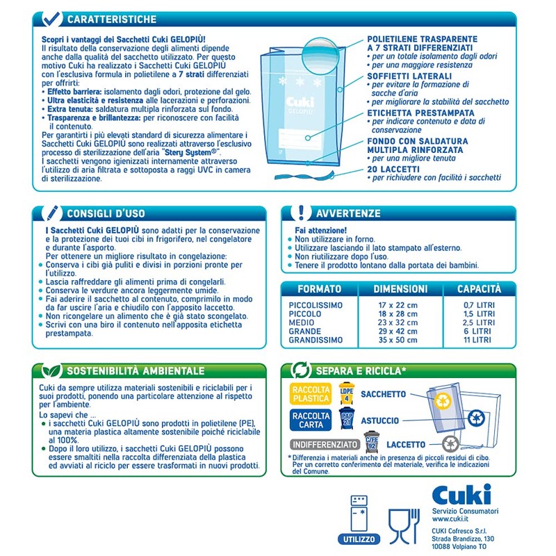 Cuki Gelomore Pack of 40 Large 7 Layer Freezer Bags