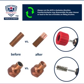 [4PC Bundle] 3/4-Inch Copper Pipe Cleaner Set for Power Drill, 3/4” Tube Cleaning Brush, Cleans Copper Pipes Tubes and Fittings for Soldering, w/ Stainless-Steel Wire Bristles & 1/4” Shank