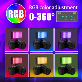 W140 RGB Video Lighting LED Camera Light Photo Video Light Camera Light Dimmable 2500-9000K Build in 3100mAh CRI95+ with 1/4 Inch Cold Shoe Compatible with DSLR Camera Vlog Photography TikTok Living