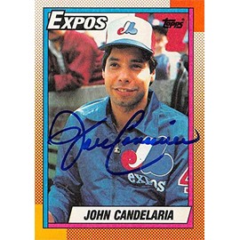 John Candelaria autographed Baseball Card (Montreal Expos) 1990 Topps #485 - Baseball Slabbed Autographed Cards