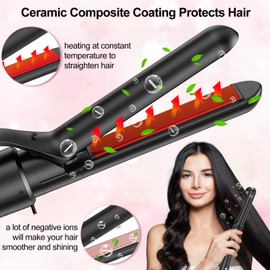 SEIPIKOL 6 in 1 Hair Straightener and Curler, 3/4 to 1 1/2 inch Ceramic Barrel Wand Curling Iron Set, Auto Off, Dual Voltage Hair Styling Hot Tools