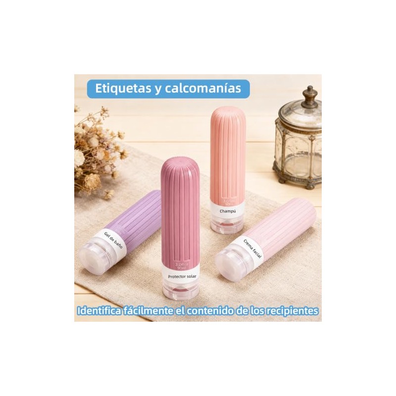 Kit de Viaje 18 Piezas Botellas de Silicona,Envases para Viaje