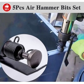 Smoothing Air Hammer Bits Set, 5Pcs Smoothing Air Hammer Tool Kit Air Hammer Accessories Extended Length Pneumatic Chisel Bits with Spring, by ZMCYNG