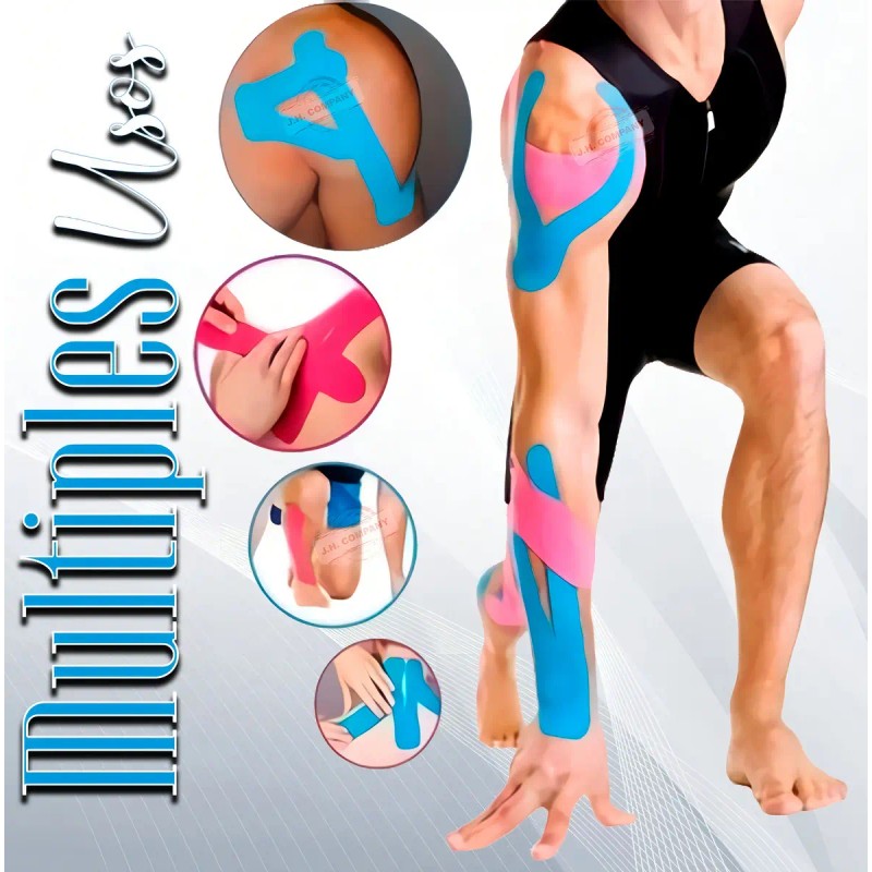 Cinta Kinesiologica Vendaje Neuromuscular Lesion Deporte Color Negro