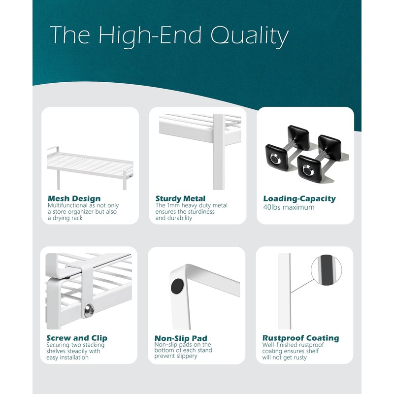 Shantton 2Pack Kitchen Cabinet Shelf Counter Organizer Rack Pantry Storage
