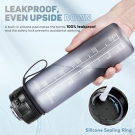 FULDENT Sports Water Bottle 1L, Leakproof Design Water Bottle with Time Marker, BPA Free Tritan Plastic Drinking Bottle for Teenager, Adult, Sports, Gym, Fitness, Cycling, School & Office