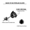 Black Studs Earrings Round Cubic Zirconia Sterling Silver Hypoallergenic Sensitive