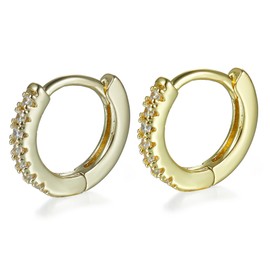 14k Gold Plated Gold Hoop Earrings for Women, Women's Cubic Zirconia Hoop Earring,Trendy Jewelry Gifts for Women, Brass, Cubic Zirconia