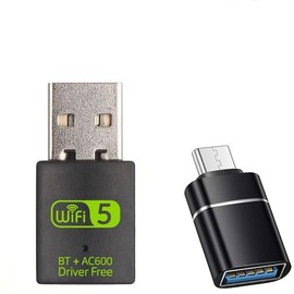 Adaptador WiFi USB, adaptador WiFi Bluetooth de 600 Mbps (incluye conectores USB-A a tipo C), adaptador de red inalámbrico de doble banda 5G/2.4G para computadora de computadora, portátil, compatible