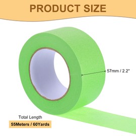 Rebower Masking Tape Green Painters Tape Paper Tape [for Crafts DIY Walls Painting Packing Automotive Home Decoration Teaching]- 2.2 Inch x 60 Yards/1 Roll