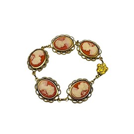 Victorian Style Carnelian Lady Resin Cameo Bracelet