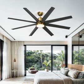 DWVO 65 Inch Ceiling Fans with Light and Remote, 8 Blade Large Ceiling Fan with Quiet Reversible DC Motor, 6-Speed, Dimmable 3 Color Temperatures, Memory Function for Living Room, Dining Room, Bedroom