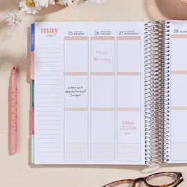 Erin Condren 12-Month Spiral Life Planner (Jul 2025 - Jun 2026), 7”x9” Weekly and Monthly Planner, 80 Lb. Text Weight Paper, Layers Colorful Covers, Hexagon Theme, Vertical Layout, Platinum Coil