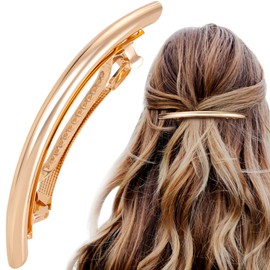 HINZIC 4.5inch Gold Hair Barrette Metal Large Hair Clip Vintage French Wedding Prom Valentines Formal Hair Accessories for Women Long Thick Hair