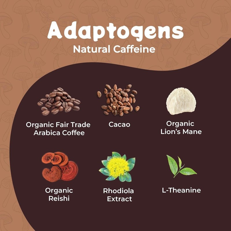 Melting Forest Mushroom Coffee, with 7 Functional Mushrooms, Cacao, Rhodiola,