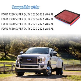 GETOPAUTO HIGHFLOW FA-2031 Engine Air Filter Compatible with 2020-2022 Ford F250 F350 F450 F550 6.7L Powerstroke Diesel Replaces FA2031 LC3Z-9601B WA10905(set of 2)