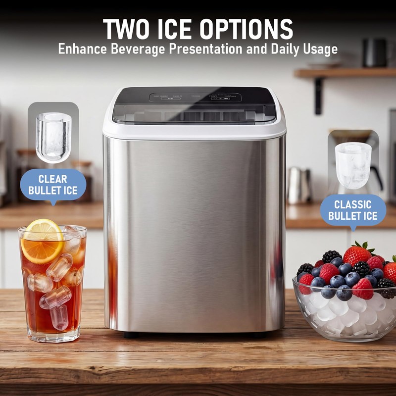 Nalison Countertop Ice Maker 26LBS per Day,9 Ice Cubes in