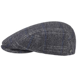 LIERYS Melico Virgin Wool Flat Cap - Classic Flat Cap - Winter Cap with Herringbone Pattern Men - Warm Wool Cap - Autumn/Winter - Made in the EU, gray