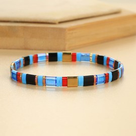 C·QUAN CHI Tila Bead Bracelet Women Strand Bracelet Flat Bead Bracelet Handmade Stack Friendship Bracelet 07H