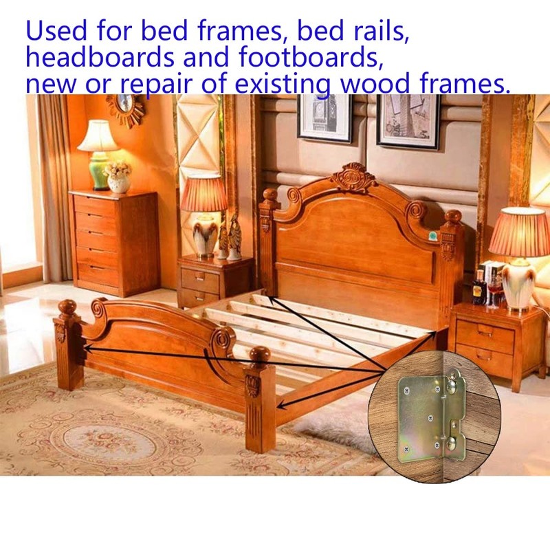 WANLIAN Bed Rail Brackets, Bed Frame Hardware, Set of 4