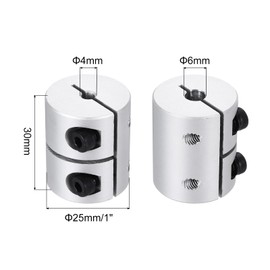 MECCANIXITY Shaft Coupling 4 to 6mm(ID) 30mm(L) Aluminum Alloy Shaft Coupler Connector Rigid Joint Motor Accessories for 3D Printer DIY Robots Model CN