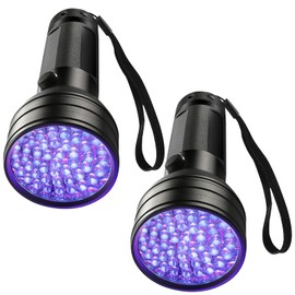 Pack of 2 UV Black Light Torches, UV Lamp, UV Torch Amber with 51 LEDs, UV Lamp Amber Search Amber, UV Light Lamp Pets Urine Detector for Dried People on Carpets