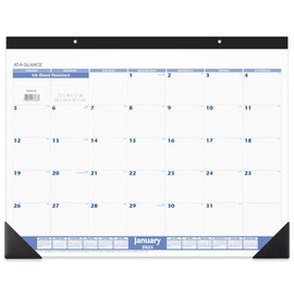 2025 AT-A-GLANCE® Monthly Desk Pad Calendar, 21-3/4" x 17", Blue/Gray, January 2025 To December 2025, SW20000