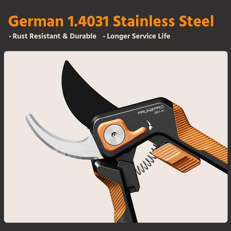 PrunePro Pruning Shears Gardening Scissors Set Professional Hand Pruner Sharp