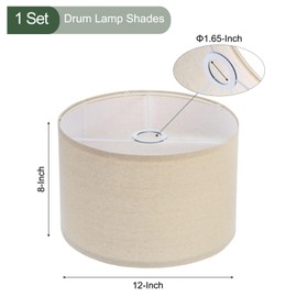 YOKIVE Drum Lamp Shades, Table Lamps Floor Lamps | Provide Warm Light Great for Living Room, Bedroom, Study Room, Office (Cream, 12"x12"x8")