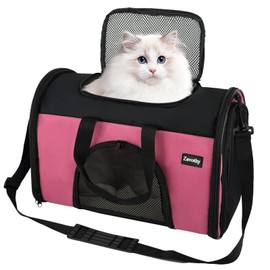 Zavothy TSA Airline Approved Soft-Sided Pet Carrier for Small to Medium Cats and Puppies, Up to 15 Lbs – Collapsible Travel Carrier for Dogs & Cats, Pink