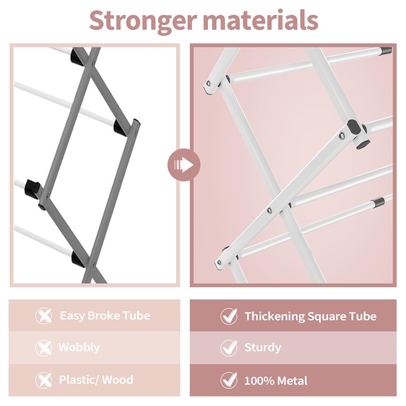 APEXCHASER Clothes Drying Rack, 3-Tier Laundry Drying Rack for Clothes,