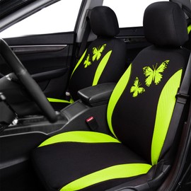 Flying Banner Butterfly car seat Covers ful Set Fashion Universal Lady Woman Female Rear Bench Split Colorized (Green, Full Set)