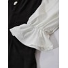 Women Short Dresses 2 in 1 Colorblock Turndown Collar Lantern