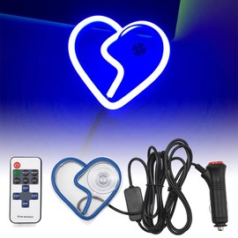 Blueshyhall Car LED Ambient Light, Triangle or Back Window Light, Interior Atmosphere Lighting for Car Sign Decor, Bedroom, Party (Blue Broken Heart Pattern)
