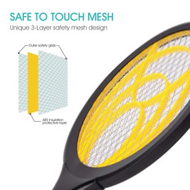 mafiti Fly Swatter Electric, Battery Powered Fly Killer Mosquito Zapper Bug Zapper Racket for Indoor Outdoor, Black