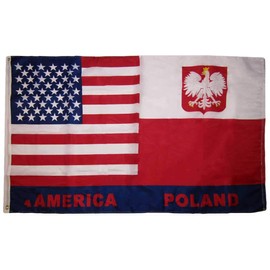 Trade Winds 3x5 USA American Poland Eagle Friendship Combo 150D Woven Polyester Nylon Flag 3'x5' Banner Grommets Heavy (UV Fade Proof Heavy Duty Wind Resistant Fabric)