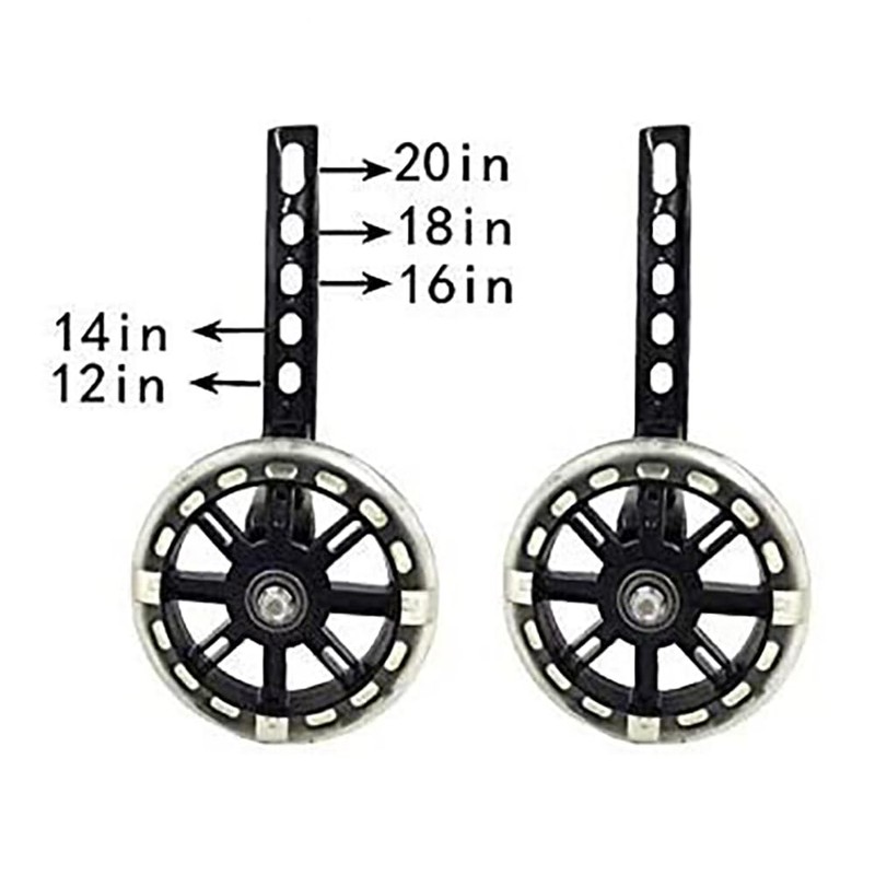Takelablaze Bike Training Wheels Mute Flash Wheels Adjustable Bicycle Stabilizer