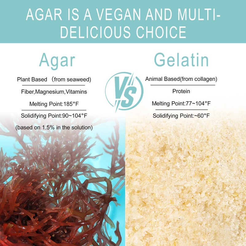 Agar Agar Powder, Vegan Unflavored Gelatin Substitute, Non-GMO, Gluten Free,