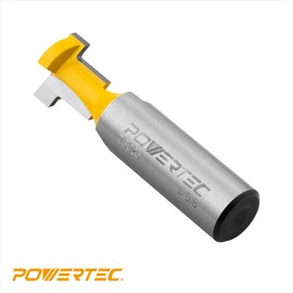 POWERTEC Carbide Tipped 5/8" Dia. Keyhole Router Bit 1/2" Shank, Woodworking T Slotting Router Bits for use on CNC and Router Tool, T-Slot Grooving Milling Cutter for T-Track Bolts (73025)