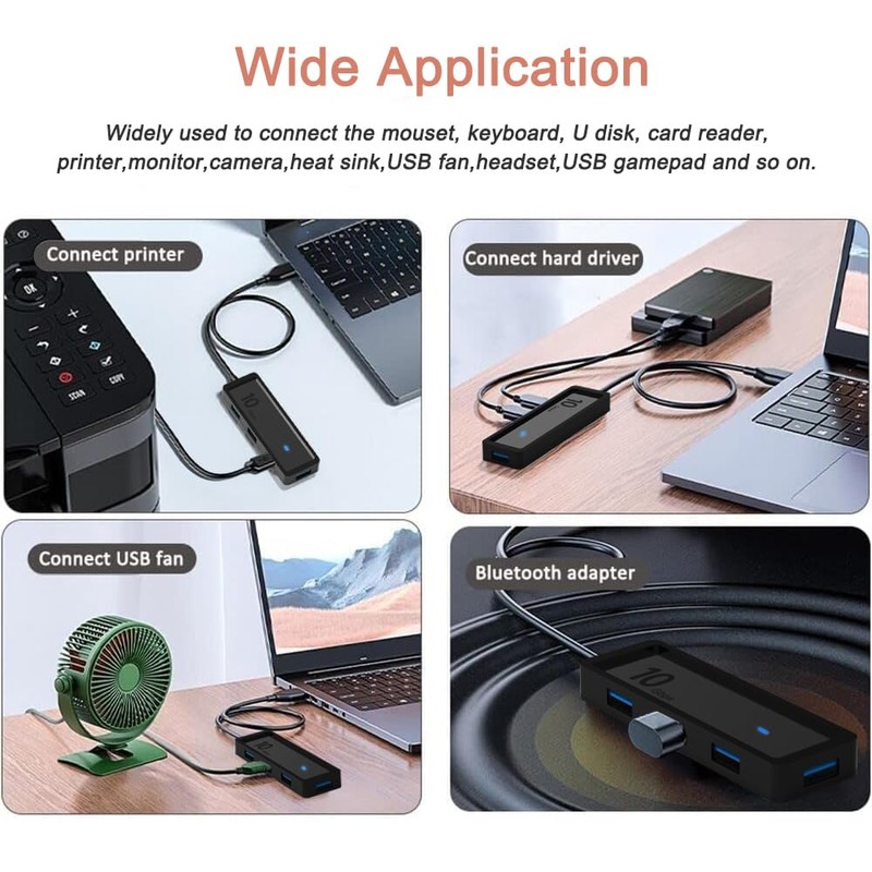 Concentrador USB C de 10 Gbps, concentrador USB 3.2 de