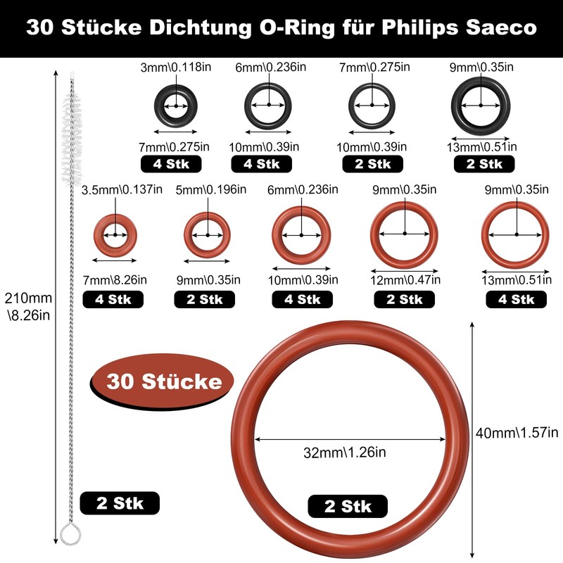 REJOECE Pack of 30 Gaskets, O-Ring Maintenance Kit, Maintenance Kit,
