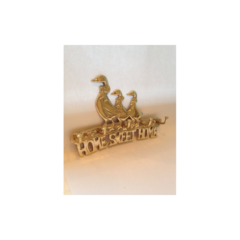 Solid Brass Duck Family " HOME SWEET HOME " House