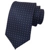 Mens Navy Blue Jacquard Woven Silk Tie Pink Dot Evening