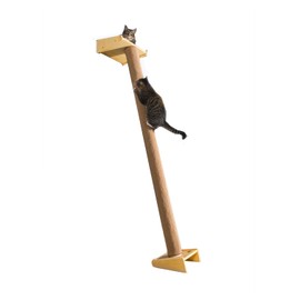 SHENGOCASE Modern 78.7“ Tall Leaning Cat Tree Tower Scratching Post Pillar with Bed Perch, Climbing Pole for Wall and Window, Wall Mounted Shelves