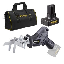 Durofix RJ1217-PG G12 Series 12V Cordless Mini Reciprocating Saw Kit w/ 4.0 Ah Battery & Charger, 6-Interchangeable Saw Blades & Canvas Bag