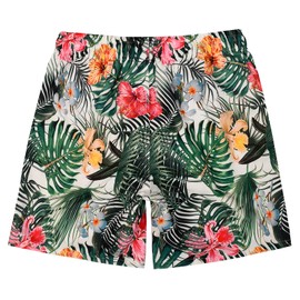 MADHERO Mens Boardshorts Quick Dry Printed Beach Swim Trunk Mesh Lining Leaves Floral Size L