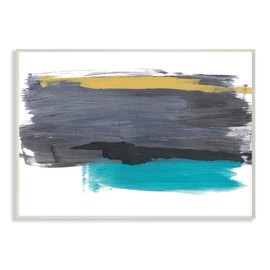 Stupell Industries Abstract Brush Strokes Yellow Blue Grey, Designed by Bronwyn Baker Wall Plaque, 13 x 19